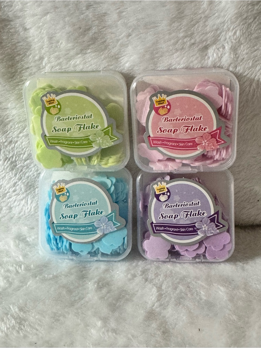 Bacteriostat Soap Flake Set — Pastel Green, Pink, Blue, Lavender